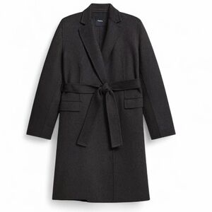 Theory Belted Coat in Charcoal Grey color